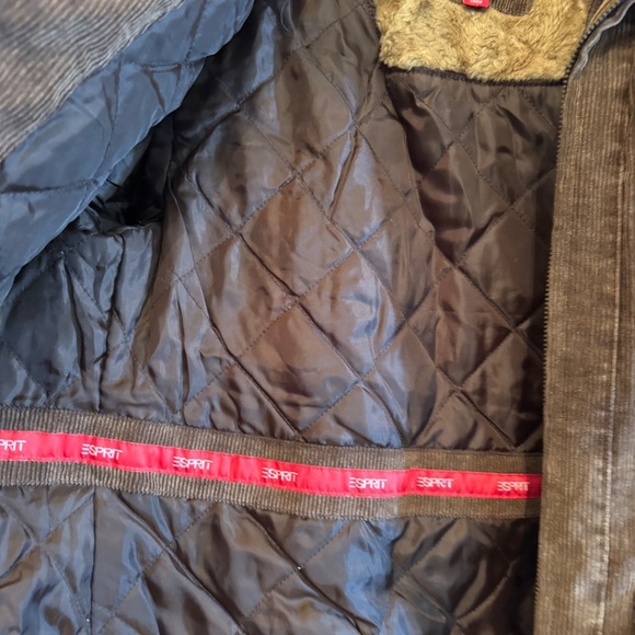 VTG Esprit Brown Corduroy Faux Fur Trimmed Jacket Size S. Stranger thing/Y2K - Picture 5 of 9
